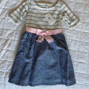 Chic Striped Kids Dress with Pink Accent